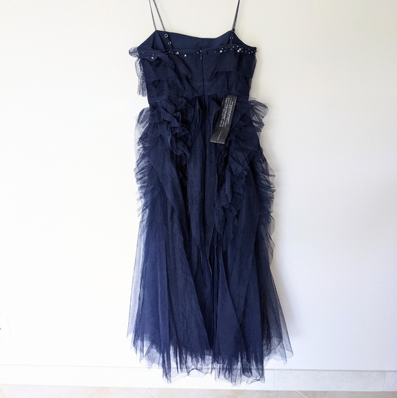 NEW BCBGMAXAZRIA Navy Tulle Swarovski Crystals Formal Dress Gown #IBA6269234 - Picture 8 of 12